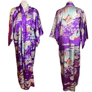 Gorgeous Japanese Ichiban Kimono traditional silky satiny cherry blossoms robe